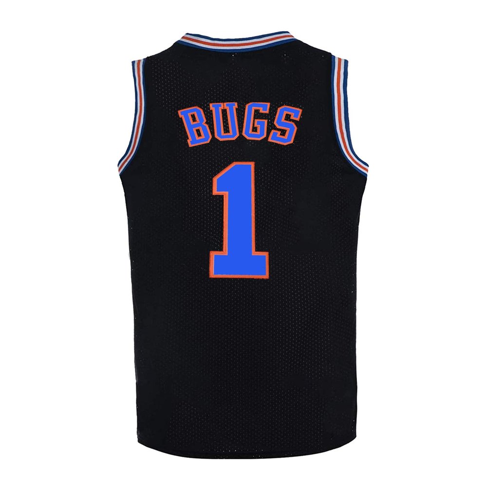 BOROLIN Youth Basketball Jersey #1 Moive Space Jerseys Bugs Shirts for Kids (Black, Youth X-Large)