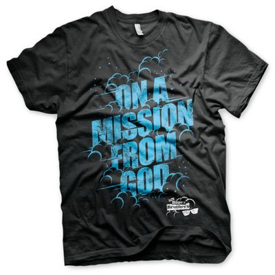 Blues Brothers Officially Licensed On A Mission from God Mens T-Shirt (Black), Medium