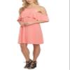 1.STATE Womens Cold Shoulder Flounce Dress, Orange, X-Small view 1