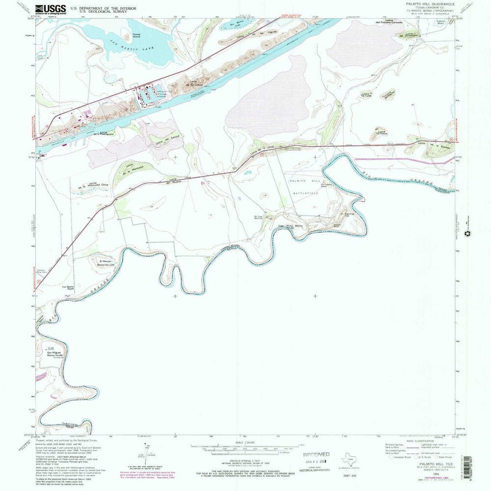 YellowMaps Palmito Hill TX topo map, 1:24000 Scale, 7.5 X 7.5 Minute, Historical, 1955, Updated 1984, 26.8 x 24 in - Tyvek