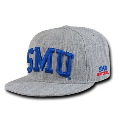 University of Southern Methodist SMU Mustangs NCAA Heather Gray Fitted Flat Bill Baseball Cap Hat (6 7/8)