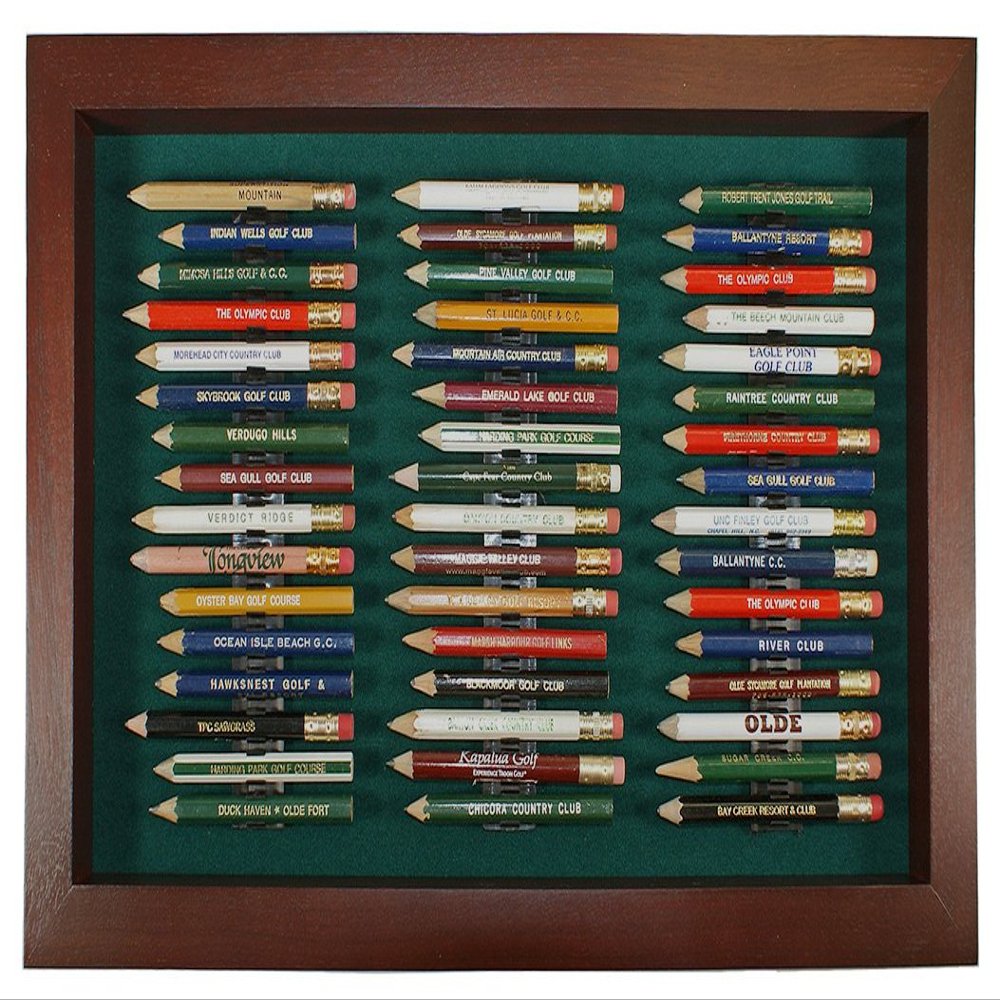 Eureka Golf Pencil Display Case | Holds 48 Round or Hexagonal Golf Pencils | Cherry Finish | Made in The USA