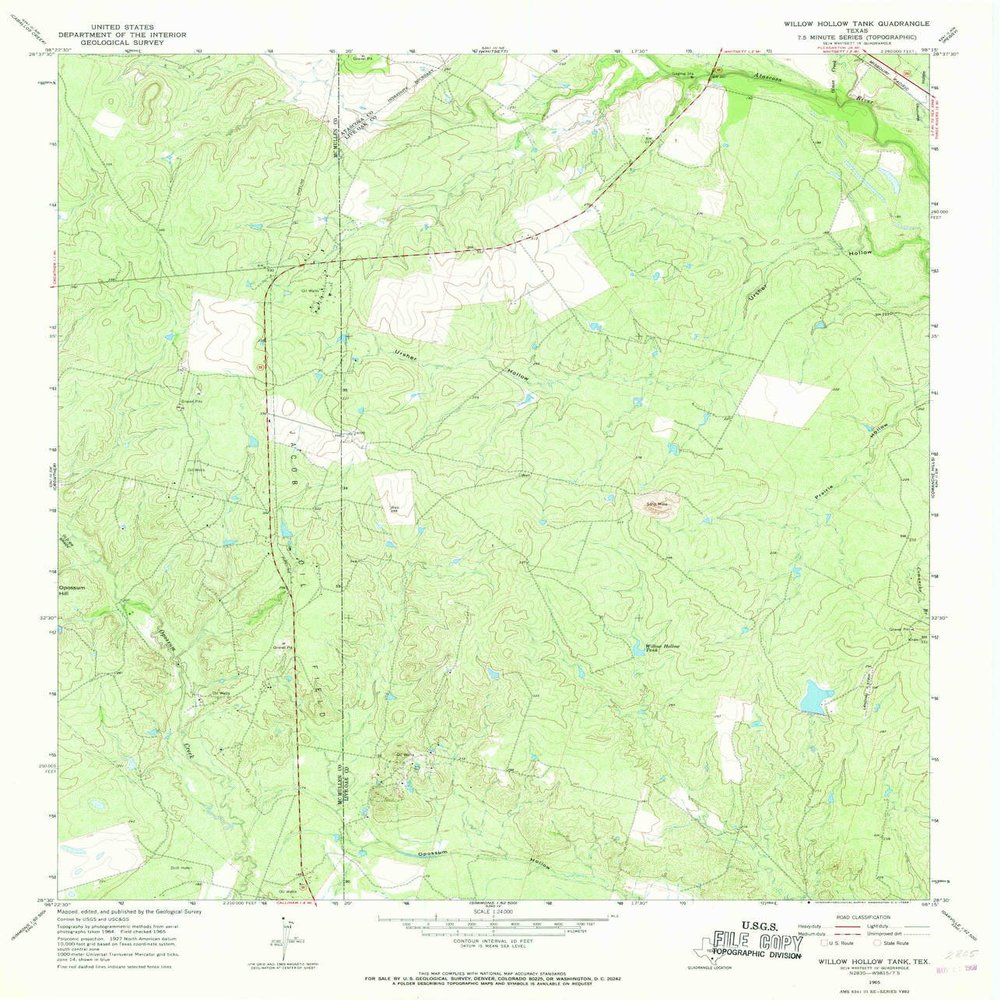 Willow Hollow Tank TX topo map, 1:24000 Scale, 7.5 X 7.5 Minute, Historical, 1965, Updated 1968, 26.9 x 23 in - Tyvek
