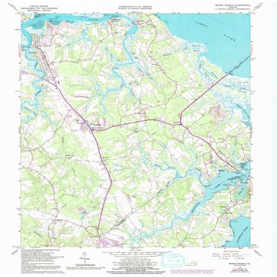 YellowMaps Benns Church VA topo map, 1:24000 Scale, 7.5 X 7.5 Minute, Historical, 1965, Updated 1992, 27 x 22 in - Tyvek