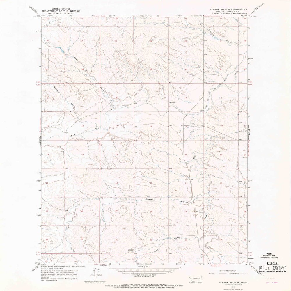 Sleepy Hollow MT topo map, 1:24000 Scale, 7.5 X 7.5 Minute, Historical, 1965, Updated 1969, 26.9 x 22 in - Tyvek