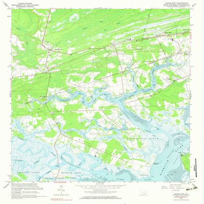 YellowMaps Adams Run SC topo map, 1:24000 Scale, 7.5 X 7.5 Minute, Historical, 1960, Updated 1983, 26.9 x 22 in - Tyvek