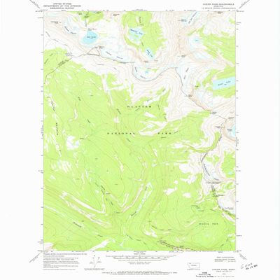YellowMaps Ahern Pass MT topo map, 1:24000 Scale, 7.5 X 7.5 Minute, Historical, 1968, Updated 1972, 26.7 x 22 in - Tyvek