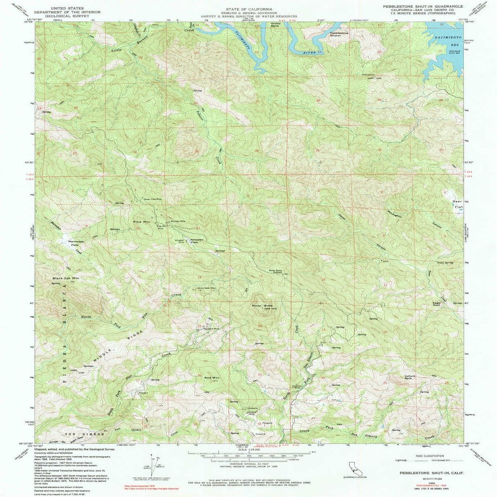YellowMaps Pebblestone Shut in CA topo map, 1:24000 Scale, 7.5 X 7.5 Minute, Historical, 1959, Updated 1991, 26.8 x 21.5 in - Tyvek