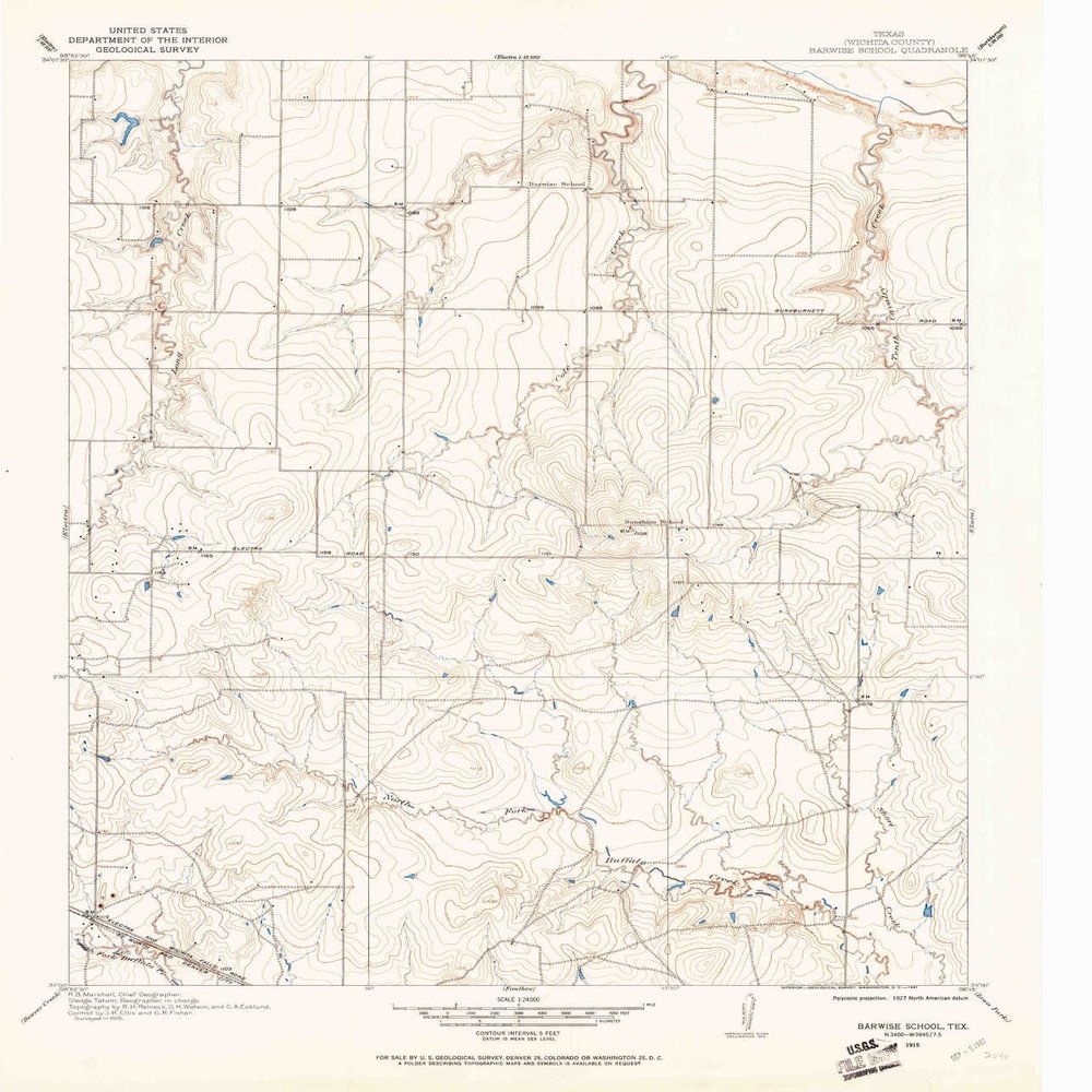 YellowMaps Barwise School TX topo map, 1:24000 Scale, 7.5 X 7.5 Minute, Historical, 1915, Updated 1961, 26.85 x 23.01 in - Tyvek