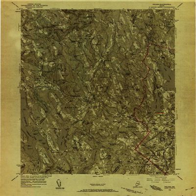 YellowMaps Poland ME topo map, 1:48000 Scale, 15 X 15 Minute, Historical, 1956, Updated 1958, 27.1 x 20.9 in - Tyvek
