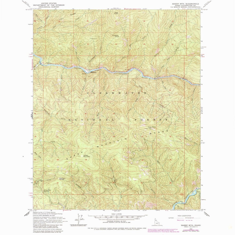YellowMaps Sheep MTN ID topo map, 1:24000 Scale, 7.5 X 7.5 Minute, Historical, 1963, Updated 1984, 26.8 x 22 in - Tyvek