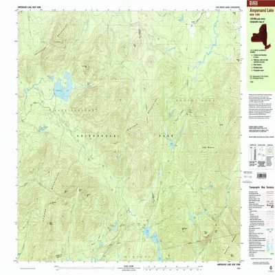 YellowMaps Ampersand Lake NY topo map, 1:25000 Scale, 7.5 X 15 Minute, Historical, 1999, Updated 2001, 24 x 38.8 in - Tyvek