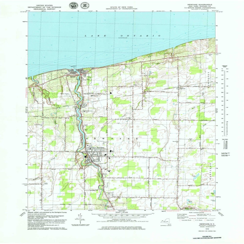 YellowMaps Newfane NY topo map, 1:25000 Scale, 7.5 X 7.5 Minute, Historical, 1978, Updated 1979, 26.9 x 20.8 in - Tyvek