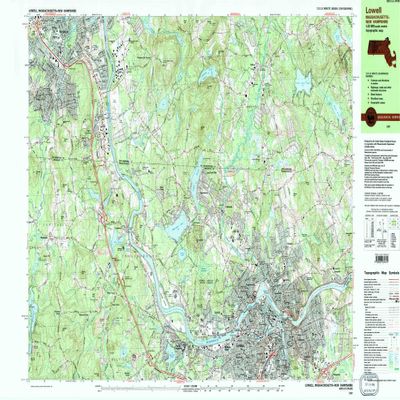 Lowell MA topo map, 1:25000 Scale, 7.5 X 15 Minute, Historical, 1987, Updated 1987, 24.1 x 39.8 in - Tyvek