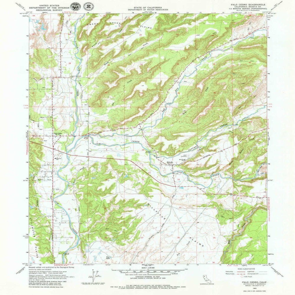 YellowMaps Palo Cedro CA topo map, 1:24000 Scale, 7.5 X 7.5 Minute, Historical, 1965, Updated 1979, 26.8 x 21.5 in - Tyvek