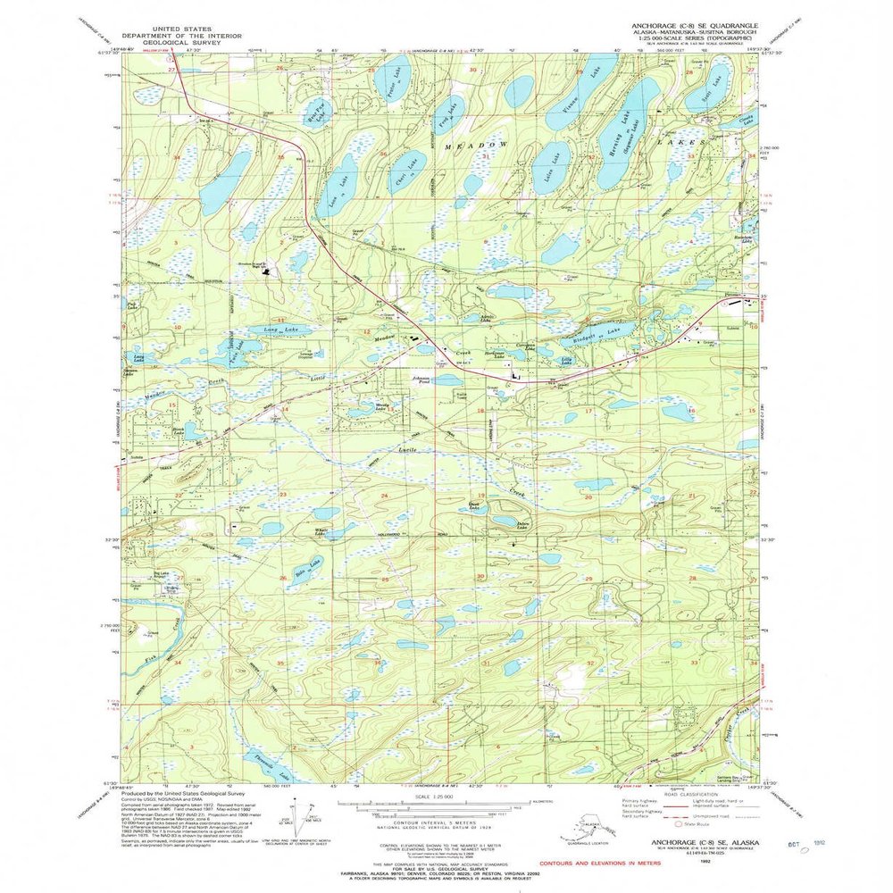 YellowMaps Anchorage C 8 SE AK topo map, 1:25000 Scale, 7.5 X 7.5 Minute, Historical, 1992, Updated 1992, 26.8 x 22 in - Tyvek