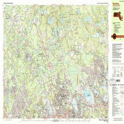 YellowMaps Reading MA topo map, 1:25000 Scale, 7.5 X 15 Minute, Historical, 1987, Updated 1987, 24 x 38.4 in - Tyvek