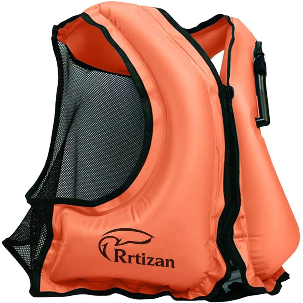 Rrtizan Inflatable Snorkel Vest for Adult, Travel Snorkeling Vest for Swimming, Snorkeling, Paddleboarding, Swim Vest Adult Suitable for 90-220lbs