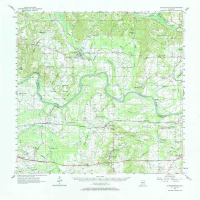 YellowMaps Autaugaville AL topo map, 1:62500 Scale, 15 X 15 Minute, Historical, 1957, Updated 1968, 21.8 x 18 in - Tyvek