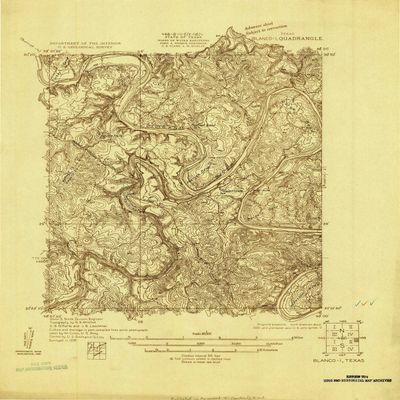 YellowMaps Blanco 1 TX topo map, 1:48000 Scale, 7.5 X 7.5 Minute, Historical, 1930, 17.9 x 14.5 in - Tyvek