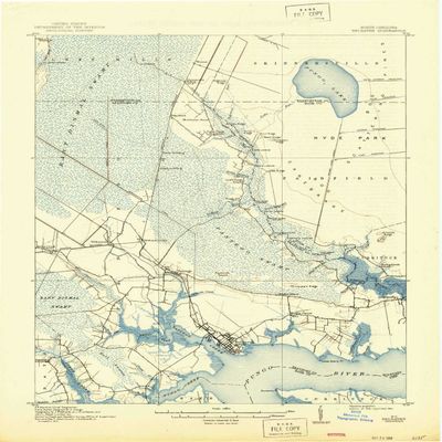 YellowMaps Belhaven NC topo map, 1:62500 Scale, 15 X 15 Minute, Historical, 1916, Updated 1944, 21 x 17 in - Tyvek