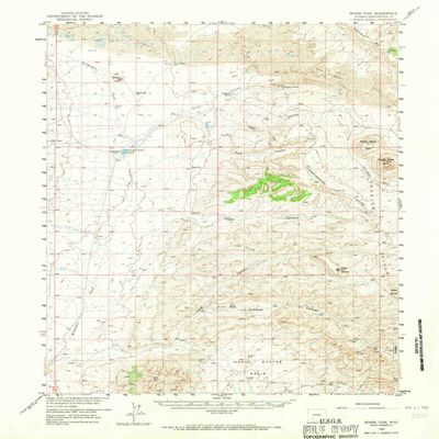 YellowMaps Boars Tusk WY topo map, 1:62500 Scale, 15 X 15 Minute, Historical, 1958, Updated 1967, 20.8 x 16.3 in - Tyvek