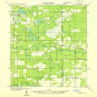 YellowMaps Custer NE MI topo map, 1:31680 Scale, 7.5 X 7.5 Minute, Historical, 1931, 20.7 x 15.9 in - Tyvek