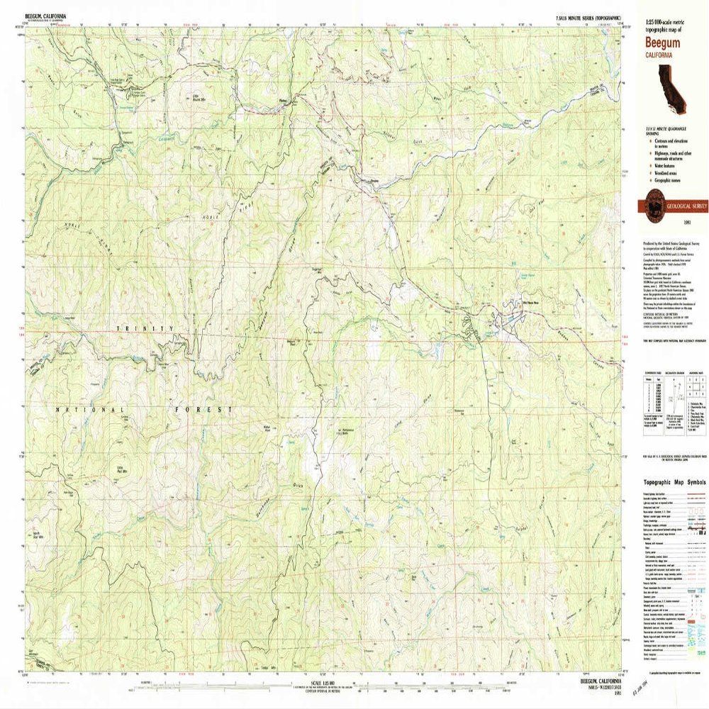 YellowMaps Beegum CA topo map, 1:25000 Scale, 7.5 X 15 Minute, Historical, 1981, Updated 1981, 24.1 x 39.8 in - Tyvek