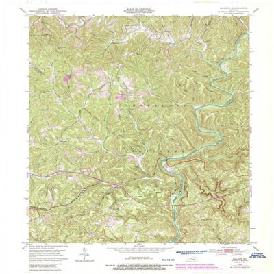 Billows KY topo map, 1:24000 Scale, 7.5 X 7.5 Minute, Historical, 1952, Updated 1987, 27.4 x 22.5 in - Tyvek