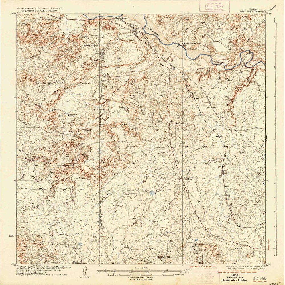 YellowMaps Ady TX topo map, 1:62500 Scale, 15 X 15 Minute, Historical, 1936, 19.9 x 16.4 in - Tyvek