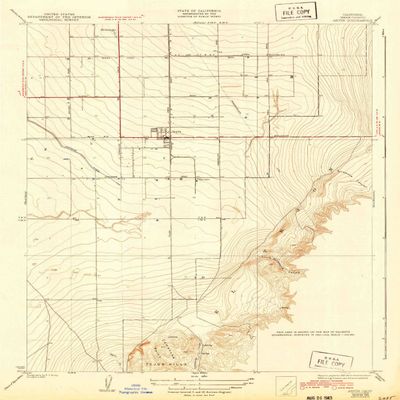 YellowMaps Arvin CA topo map, 1:31680 Scale, 7.5 X 7.5 Minute, Historical, 1933, Updated 1943, 19.8 x 16.4 in - Tyvek