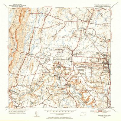 YellowMaps Windsor Locks CT topo map, 1:31680 Scale, 7.5 X 7.5 Minute, Historical, 1953, Updated 1954, 20.9 x 15.3 in - Tyvek