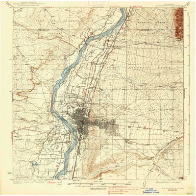 YellowMaps Albuquerque NM topo map, 1:62500 Scale, 15 X 15 Minute, Historical, 1938, 20 x 16.5 in - Tyvek