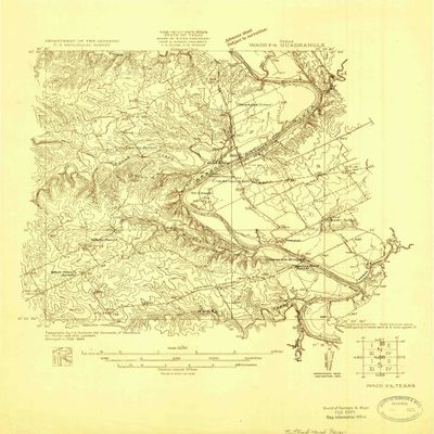 YellowMaps Waco 2 b TX topo map, 1:48000 Scale, 7.5 X 7.5 Minute, Historical, 1924, 18.4 x 15.1 in - Tyvek