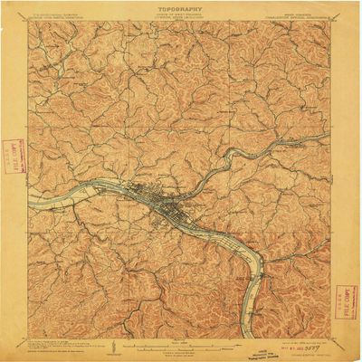 YellowMaps Charleston Special WV topo map, 1:62500 Scale, 15 X 15 Minute, Historical, 1909, Updated 1912, 19.9 x 16.5 in - Tyvek