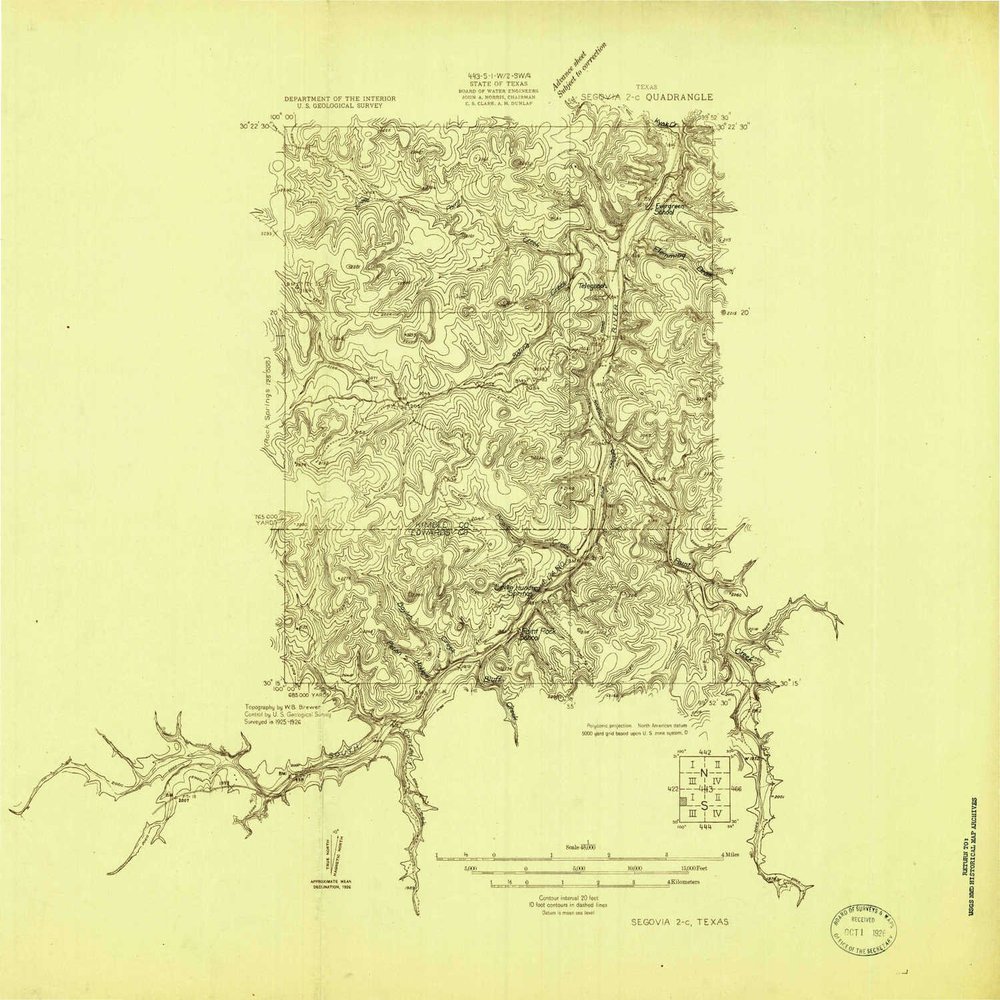 YellowMaps Segovia 2 c TX topo map, 1:48000 Scale, 7.5 X 7.5 Minute, Historical, 1926, 20.4 x 23 in - Tyvek