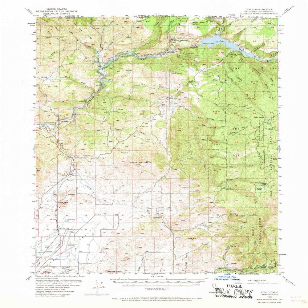 YellowMaps Copco CA topo map, 1:62500 Scale, 15 X 15 Minute, Historical, 1962, Updated 1970, 21.8 x 16.6 in - Tyvek