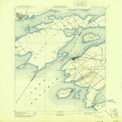 YellowMaps Cape Vincent NY topo map, 1:62500 Scale, 15 X 15 Minute, Historical, 1944, 20.8 x 17 in - Tyvek