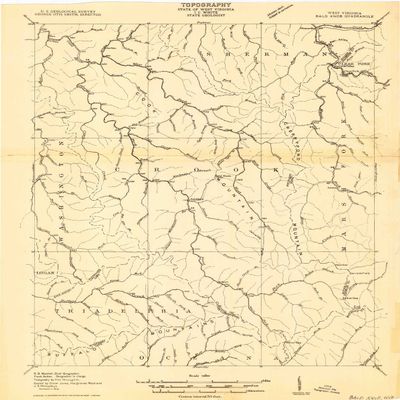 YellowMaps Bald Knob WV topo map, 1:48000 Scale, 15 X 15 Minute, Historical, 1910, 26.6 x 21.3 in - Tyvek