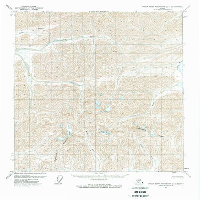 YellowMaps Philip Smith Mountains C 1 AK topo map, 1:63360 Scale, 15 X 15 Minute, Historical, 1971, Updated 1975, 21.8 x 18.1 in - Tyvek