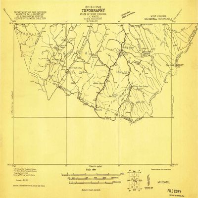 Mc Dowell VA topo map, 1:48000 Scale, 15 X 15 Minute, Historical, 1922, 16 x 22.5 in - Tyvek