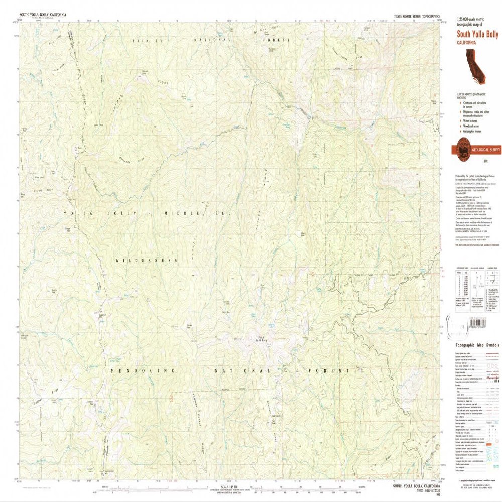 South Yolla Bolly CA topo map, 1:25000 Scale, 7.5 X 15 Minute, Historical, 1981, Updated 1982, 24 x 40.1 in - Tyvek