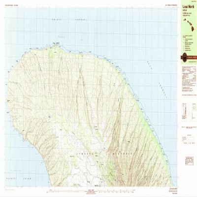 YellowMaps Lanai North HI topo map, 1:25000 Scale, 7.5 X 15 Minute, Historical, 1984, Updated 1984, 24 x 48.5 in - Tyvek