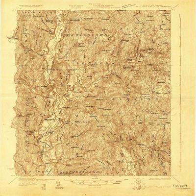 Bellows Falls NH topo map, 1:48000 Scale, 15 X 15 Minute, Historical, 1927, 27 x 21.5 in - Tyvek