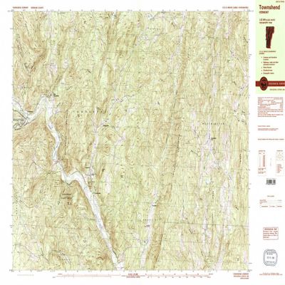 YellowMaps Townshend VT topo map, 1:25000 Scale, 7.5 X 15 Minute, Historical, 1984, Updated 1984, 24.1 x 38.7 in - Tyvek