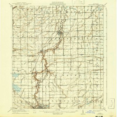 YellowMaps Chesaning MI topo map, 1:62500 Scale, 15 X 15 Minute, Historical, 1917, Updated 1941, 19.9 x 16.5 in - Tyvek