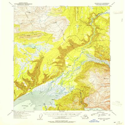 Seldovia D 3 AK topo map, 1:63360 Scale, 15 X 15 Minute, Historical, 1953, Updated 1955, 20.8 x 17 in - Tyvek