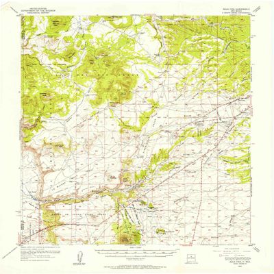 YellowMaps Agua Fria NM topo map, 1:62500 Scale, 15 X 15 Minute, Historical, 1953, Updated 1956, 21 x 17.1 in - Tyvek