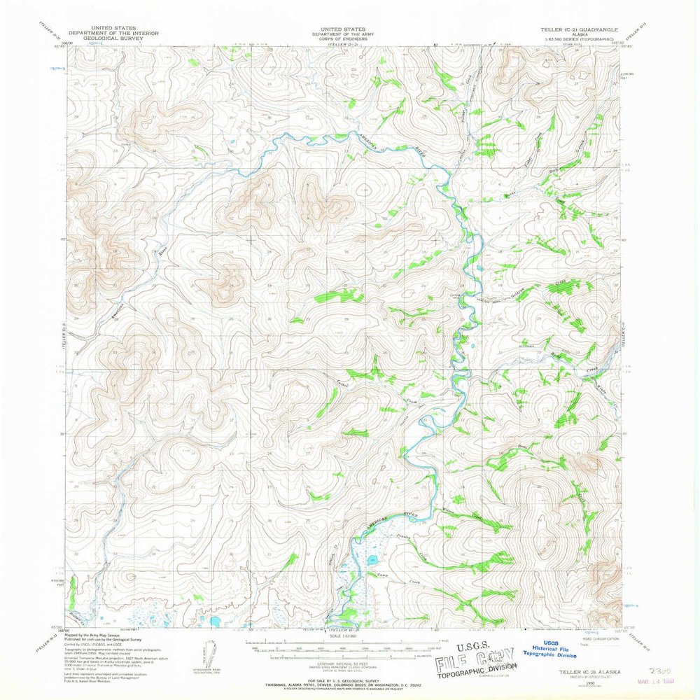 Teller C 2 AK topo map, 1:63360 Scale, 15 X 15 Minute, Historical, 1950, Updated 1967, 20.8 x 18.1 in - Tyvek