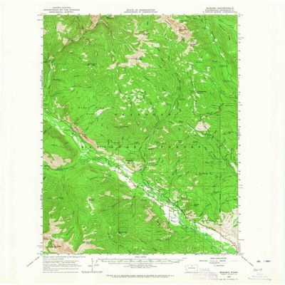 YellowMaps Mazama WA topo map, 1:62500 Scale, 15 X 15 Minute, Historical, 1962, Updated 1964, 20.9 x 17 in - Tyvek